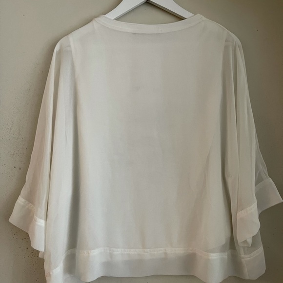 Zara Woman White Sheer Sleeves Blouse - Picture 2 of 5